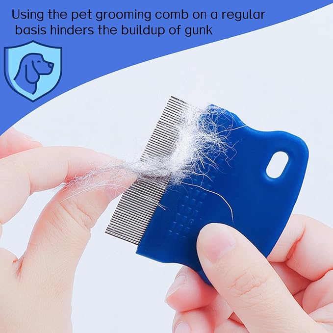 Professional Eye Comb for Pets，Stainless Steel Tear Stain Remover，For Cats & Dogs,Gentle Round-Head Grooming Tool,Precisely Removes Stains, Dirt And Debris From The Eye Area – 2 Pack