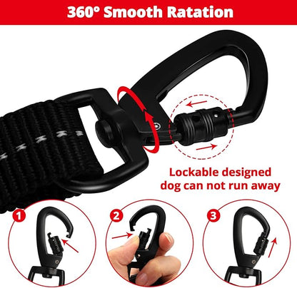 Rope Dog Leash 6 FT: Heavy Duty Leashes with Swivel Lockable Hook Reflective Threads Bungee and Padded Handle - Dog Lead for Large Small Medium Dogs Outside Walking Hiking Red