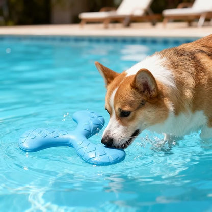 Ultra Durable Y-Shape Dog Chew Toy for Teeth Cleaning - Non-Toxic Rubber Interactive Tug of War & Fetch Toy for Medium & Large Dogs((Blue)