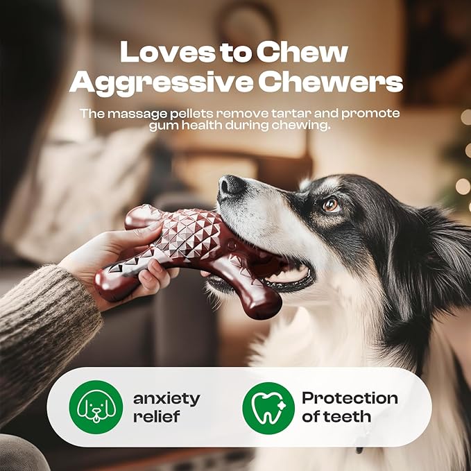 Indestructible Dog Chew Toy for Aggressive Chewers – Tough Nylon Super Chewer Toy, Bacon Flavor, Long-Lasting & Heavy-Duty, Teeth Cleaning & Boredom Relief for Large Breed Dogs