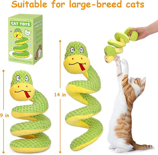 Retro Shaw 14" Large Crinkle Snake Cat Toy, Catnip & Silvervine Infused, Durable Chew Resistant Plush for Aggressive Chewers, Realistic Stuff Snake Interactive Kicker Toy for Large Indoor Cats