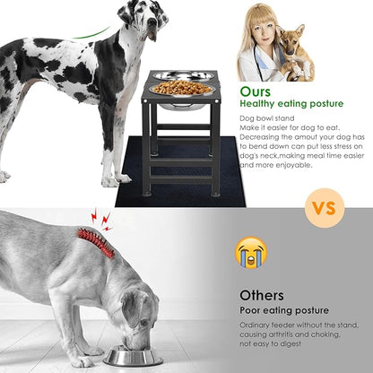 Metal Elevated Dog Bowls for Large Extral Large Breed Raised Dog Bowl Stand with Sprill Proof Mat and 3000ML Pet Bowls, 17" Tall Food & Water Feeder for Extra Large Breed