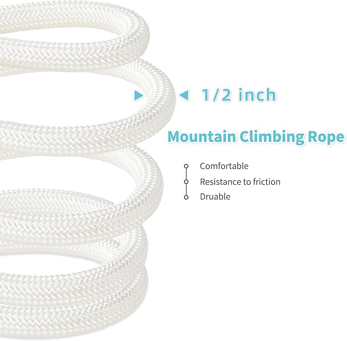 Mile High Life Dog Leash, with Comfortable Padded Handle, White Nylon Rope Leash with Steel Tips, Heavy Duty 6 Feet Pet Leashes (White,72 Inches)