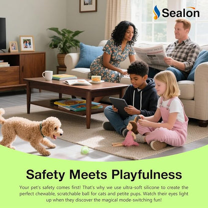 SEALON Electric Interactive Cat Toy Ball,Indoor Cat Play Ball, Suitable for Cats Over 6 Months for Exercise, Weight Loss, and Fun（Green）