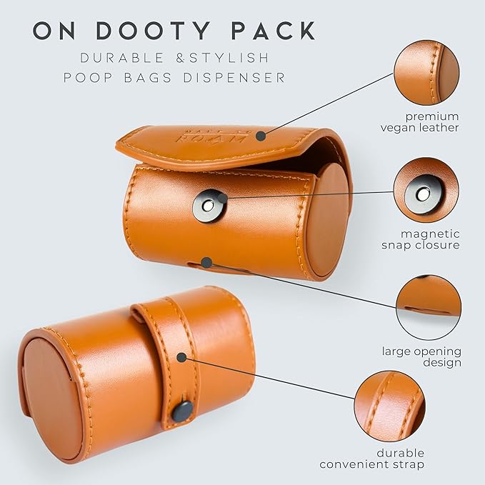 MADE TO ROAM On Dooty Pack - Premium Dog Poop Bag Holder for Leash, Vegan Leather Waste Bag Dispenser for Poop Bag Rolls - Vermont Weekends