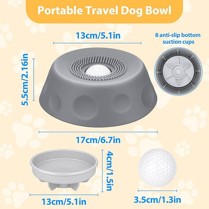 Homgaty Slow Feeder Dog Bowls for Liquid Treat, Dog Lick Bowl Anti-Slip Entertained Ball-in Bone Broth Dog Lick Bowl, Lick Toy for Large Medium Small Pet Breeds Dietary (Gray)
