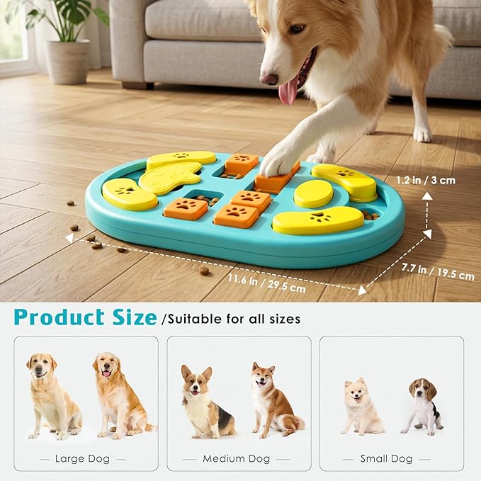 Dog Puzzle Toy, Interactive Treat Puzzle for IQ Training & Mental Stimulation, Non-Slip Slow Feeder Enrichment Boredom Buster for Puppies Small Medium Large Dogs Cats, Blue Gift