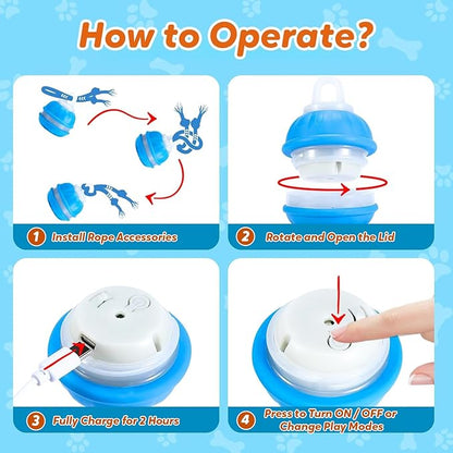 Interactive Smart Ball Dog Toy with Rope, Blue
