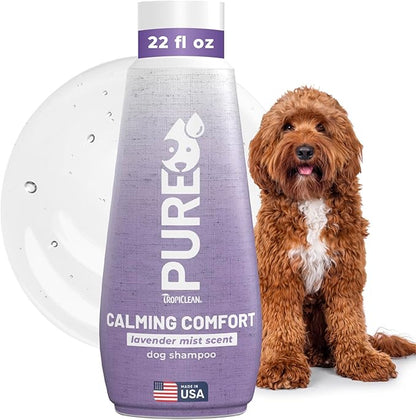 TropiClean Pure Calming Dog Shampoo, Lavendar Mist Scent, Relaxing Dog Shampoo for Smelly Dogs, Made in USA, Safe for Puppies & Cats, 22 oz.
