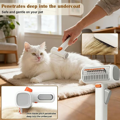 2-in-1 Pet Self-Detangling & Grooming Comb - Professional Deshedding Tool for Dogs & Cats - Gentle Undercoat Rake & Brush for Long or Short Hair, Removes Mats, Tangles & Loose Fur (1 PCS)