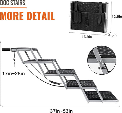 Dog Ramps for Large Dogs - Portable Dog Steps for Cars and SUV, Truck, Lightweight Non-Slip Dog Stairs Support Up to 200 Lbs
