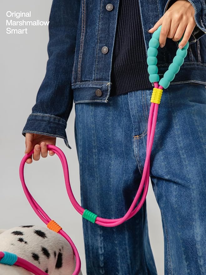 Hands Free Dog Leash 5FT Adjustable Waist Leash with NBR Padded Handle & Zinc Alloy Clip Waist/Crossbody Slip Lead Leashes for Walking (Metaverse Peach)