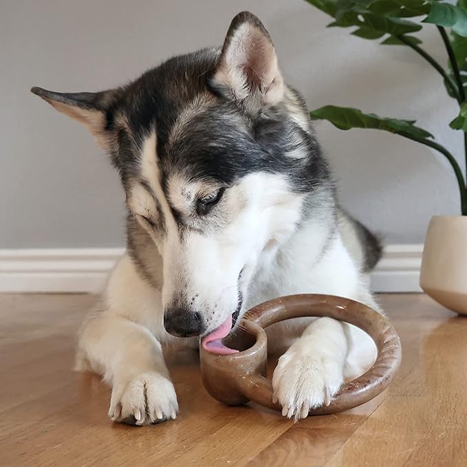 Lumabone Ring Stuffer Durable Chew Toy for Aggressive Chewers, Real Beef, Made in USA, Medium