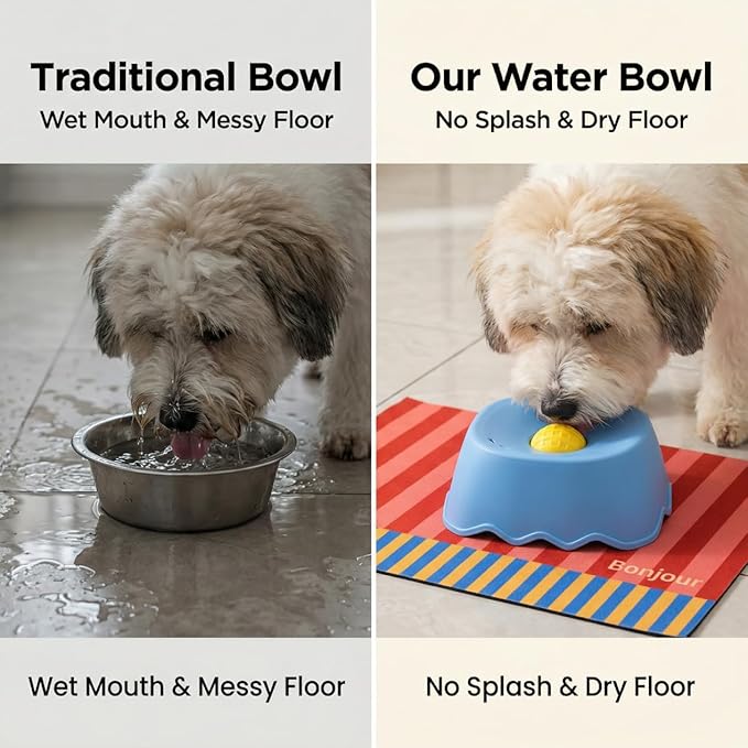 Slow Feeder Dog Bowl for Liquid with Built-in Ball,250ml Non-Slip for Bone Broth & Yogurt,Prevents Wet Chin,Anxiety Relief & Mental Stimulation,Food-Grade Easy Clean Enrichment Toy for All Breeds