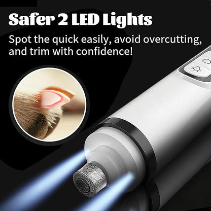 2025 Upgraded Quiet Dog Nail Grinder with 2 LED Light & 3-Speed，2000mah Long-Lasting Battery，Professional Painless Paws Grooming & Smoothing for Small Medium Large Dogs and Cats (1+2*Replacement Head)