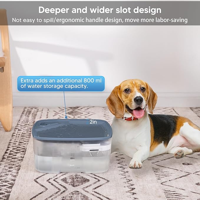 Dog Water Fountain Wireless,2.1GAL/8L Large Dog Water Fountain Battery Operated, Dog Fountain Water Bowl with Sensor,Wireless Smart Pump,Timer,BPA-Free,Ideal for Large Dogs,Multi-Pet Home