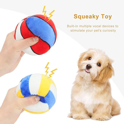 2PCS Interactive Dog Toys Dog Balls Suitable for Small and Medium Dogs, Squeaky Plush Dog Toys, Puppy Teething Chew Toys, Dog Christmas Birthday Gifts, Pet Dog Basketball Volleyball