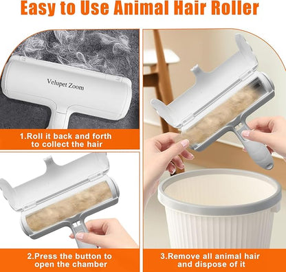 Pet Hair Remover Lint Roller for Pet,Cat Hair Removal Tool Reusable Lint Roller for Furniture, Couch, Carpet, Clothing and Bedding,White Grey
