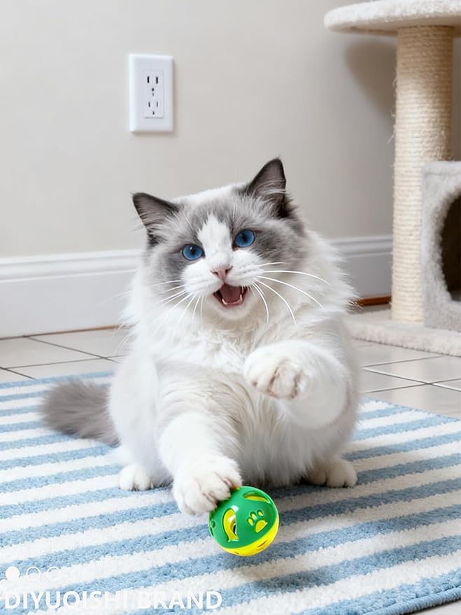 10 Cat Toys Balls for Indoor Kitten, 9 Styles PP Bell Balls with Sound, Safe Durable Chew Toys for Cats Kittens (1.5'' - 2.2'')