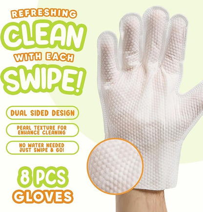 Pet Deodorizing Glove Wipes for Dogs & Cats | Nourish & Clean Fur & Skin | Coconut Oil & Chamomile Rinse-Free Wipes | Bathing Glove Wipes for Daily Care | Natural, Hypoallergenic (8 Pack)