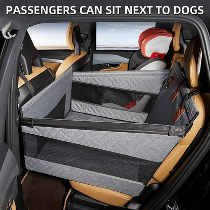 TKYZ Large Dog Car Seat,Back Seat Extender for Dogs,Waterproof Medium Dog Seat Cover for Backseat, Pet Bed for Car Hammock(Grey-L)