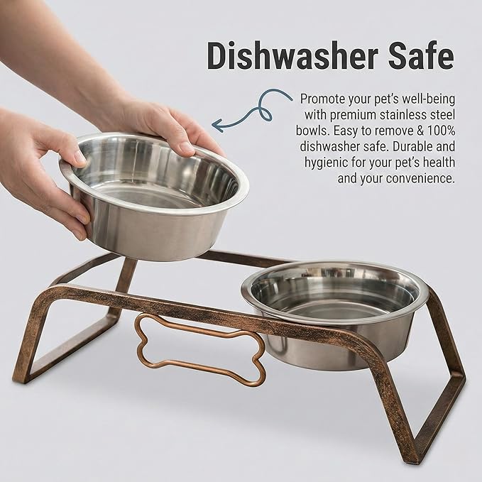 Loving Pets Elevated Dog Bowls – Raised Stainless Steel Dog Bowls with Steel Stand – Non-Skid, No Spill Feeder for Small, Medium & Large Dogs – Easy to Clean, Durable Raised Dog Feeding Station