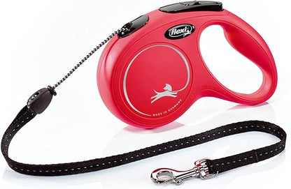 FLEXI® New Classic Retractable Dog Leash (Cord), Ergonomic, Durable and Tangle Free Pet Walking Leash for Dogs, 16 ft, Medium, Red