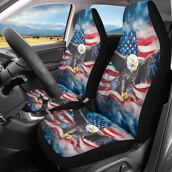 Eagle Car Front Seat Covers Waterproof Breathable Front Seat Cover Auto Interior Accessories 2 Pcs Set Protection Interior Accessories Universal Fit Most Cars