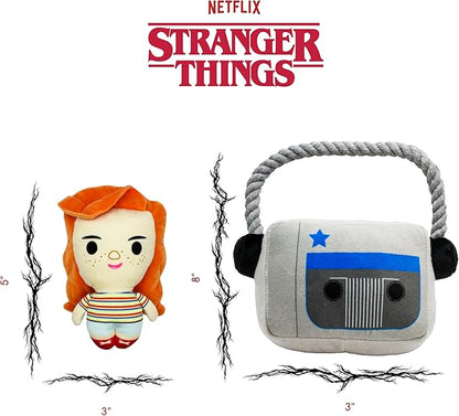 design LAB, Inc. Stranger Things Official Merchandise | Cool Toys for Dogs with Rope for Tug of War, Stuffed Animal Plush Toys with Squeakers | Max & Music 2-Pack Set | Interactive Toys