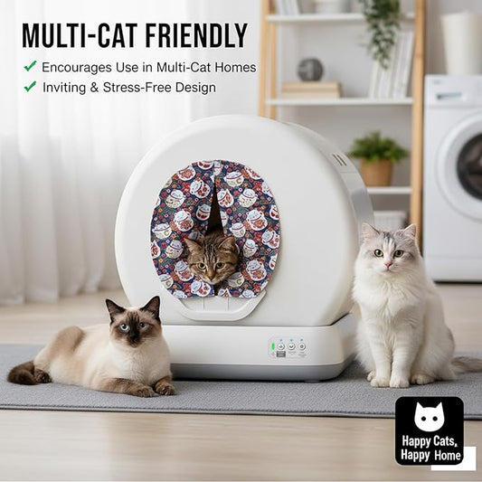 Curtain for Self Cleaning Cat Litter Box, Self-Cleaning Litter Box Curtain,Odor Blocker & Litter Scatter Shield for Cats,Easy Install, Universal Fit for Elliptical Openings