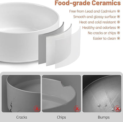 Non Slip Dog Bowls, Heavy Ceramic Dog Food and Water Bowl with Silicone Base, Pet Feeding Bowl for Puppies, Small and Medium Dogs (Glossy White, 6 Inches)
