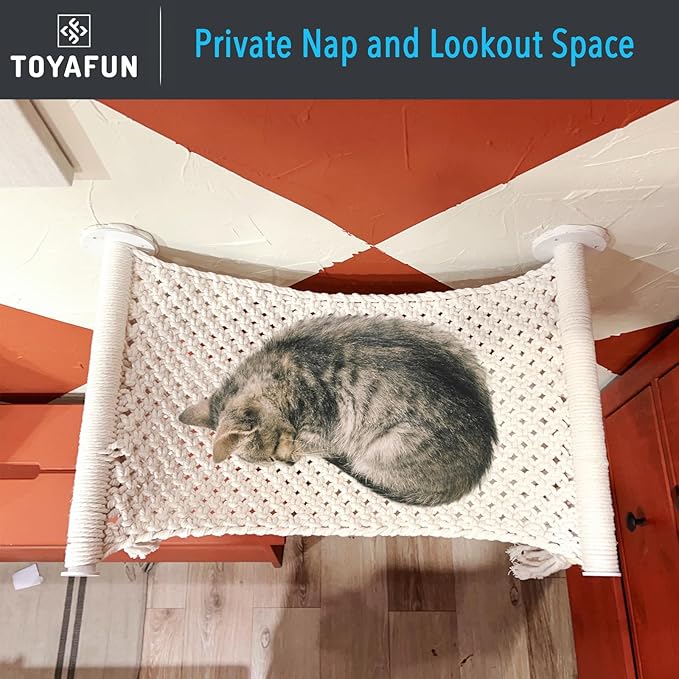 Cat Wall Shelves, Perches, Hammocks, Beds - Solid Metal Frame for Sleeping, Playing, Climbing, Lounging