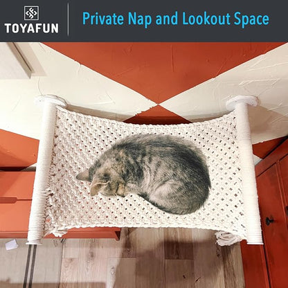 Cat Wall Shelves, Perches, Hammocks, Beds - Solid Metal Frame for Sleeping, Playing, Climbing, Lounging