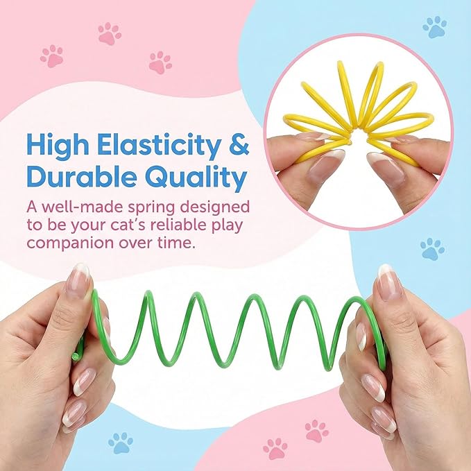 Cat Spring Toys for Indoor Cats and Kittens, 12 Pack Colorful Plastic Spiral Coil Springs, Interactive Toys for Swatting, Biting, Chasing & Hunting, Durable Lightweight Bouncy Toys for Self Play