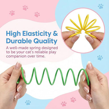 Cat Spring Toys for Indoor Cats and Kittens, 12 Pack Colorful Plastic Spiral Coil Springs, Interactive Toys for Swatting, Biting, Chasing & Hunting, Durable Lightweight Bouncy Toys for Self Play