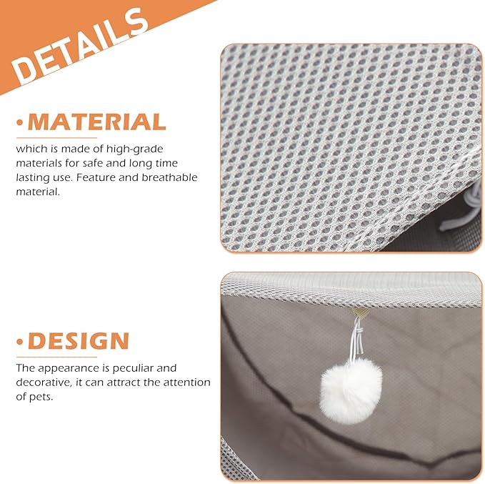 Toyvian Breathable Mesh Cat Hammock Bed Hanging Pet Cat Sleeping Nest Small Gray for Summer Cage Kitten Rest