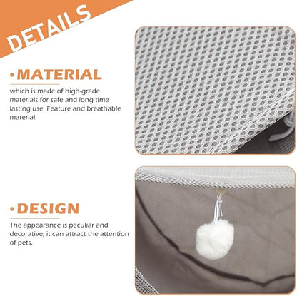 Toyvian Breathable Mesh Cat Hammock Bed Hanging Pet Cat Sleeping Nest Small Gray for Summer Cage Kitten Rest