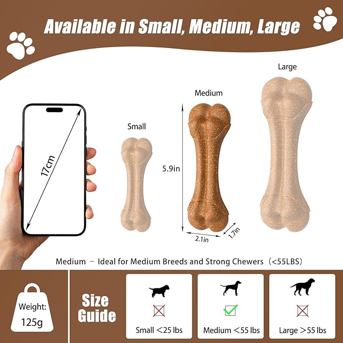 SCHITEC Dog Bone Chew Toys for Small & Medium Dogs, Beef Flavor Teething Toy, Durable Dog Toys for Aggressive Chewers, Teeth Cleaning, 5Pcs