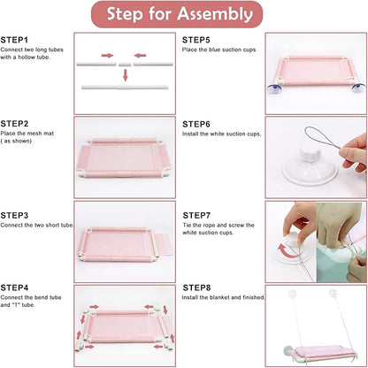 ZALALOVA Cat Window Perch, Pink Cat Hammock Window Seat Free Fleece Blanket for Female 2026 Latest Screw Suction Cups Extra Large Sturdy Bed Resting Indoors (One Extra Suction Cup)