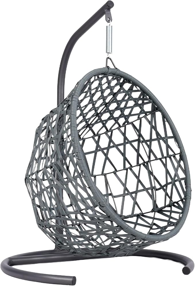 Cat Swing Bed with Stand & Cushion Indoor Outdoor, Cat Egg Chair with Rattan Wicker Appearance, Indoor Hanging Swinging Hammocks Cats Bed for Cat, Dogs, and Small Animals (Brown)