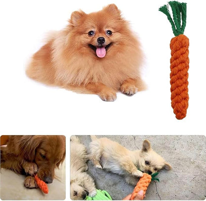 RCFINE 4Pcs Dog Rope Toy Carrot Dog Chew Toys Pet Chew Rope Toy Gift for Dog Cat Teeth Cleaning and Chewing
