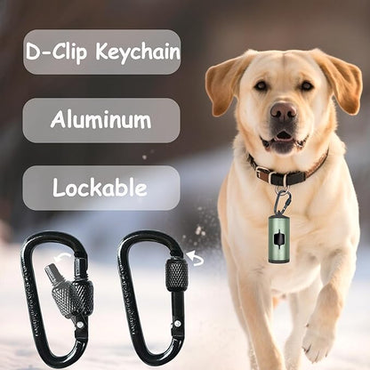 Metal Dog Poop Bag Holder w/Leash Clip|Durable Scratch-Resistant Aluminum|15 Bags+3 Accessories(Drak Green)