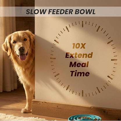 Slow Feeder Dog Bowl for Small, Medium & Large Dogs – Anti-Gulping Puzzle Maze Bowl, Non-Slip Slow Eating Dog Dish, Prevents Bloat & Improves Digestion, Interactive Pet Feeder (Blue, Small)