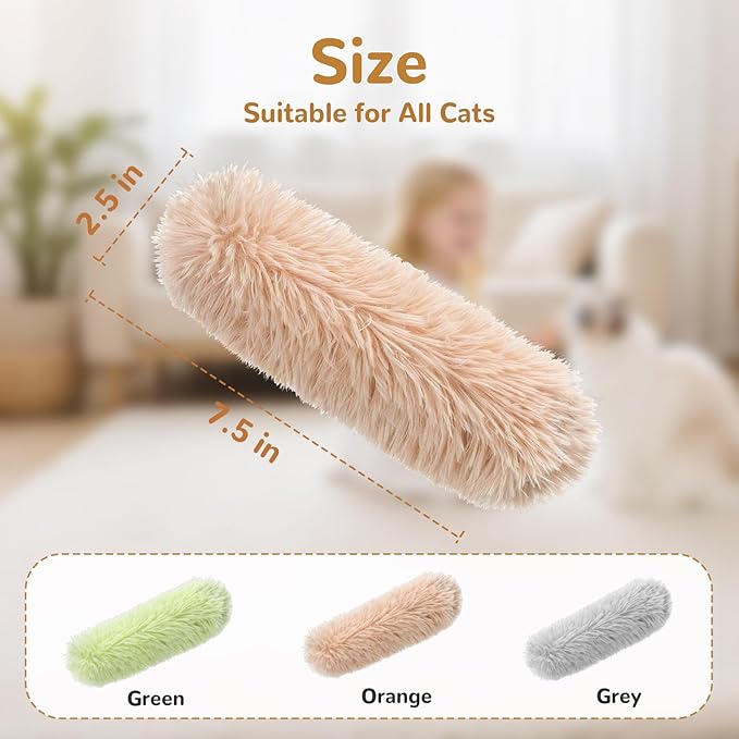 Catnip Toys for Cats, Cat Kicker Toy with Crinkle Sound, Interactive Kitten Toys, Durable Plush Chew Toys for Indoor Cats(Green Orange Grey, 3)