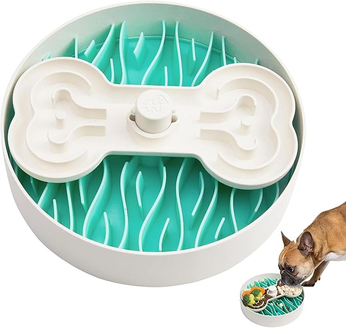 Puzzle Feeder Slow Feeder Dog Bowl - 9.8 Inches, Dry, Wet & Raw Food, Mealtime Fun Puzzle for All Breed Dogs, Green