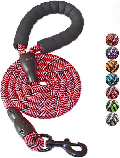 BAAPET 2/4/5/6 FT Dog Leash with Comfortable Padded Handle and Highly Reflective Threads for Small Medium and Large Dogs (5FT-1/2'', Black Pink)
