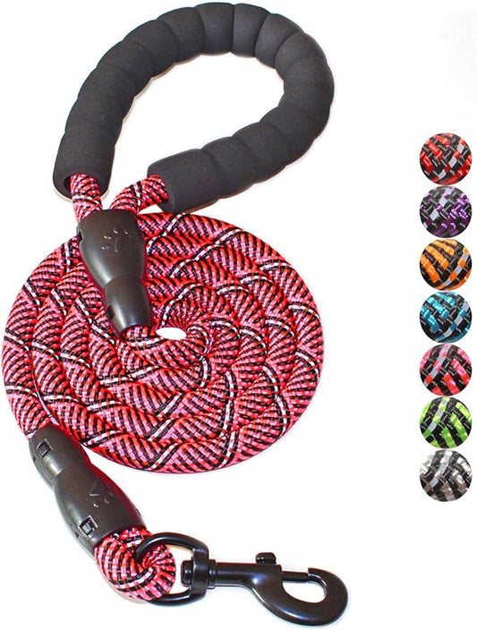 BAAPET 2/4/5/6 FT Dog Leash with Comfortable Padded Handle and Highly Reflective Threads for Small Medium and Large Dogs (5FT-1/2'', Black Pink)