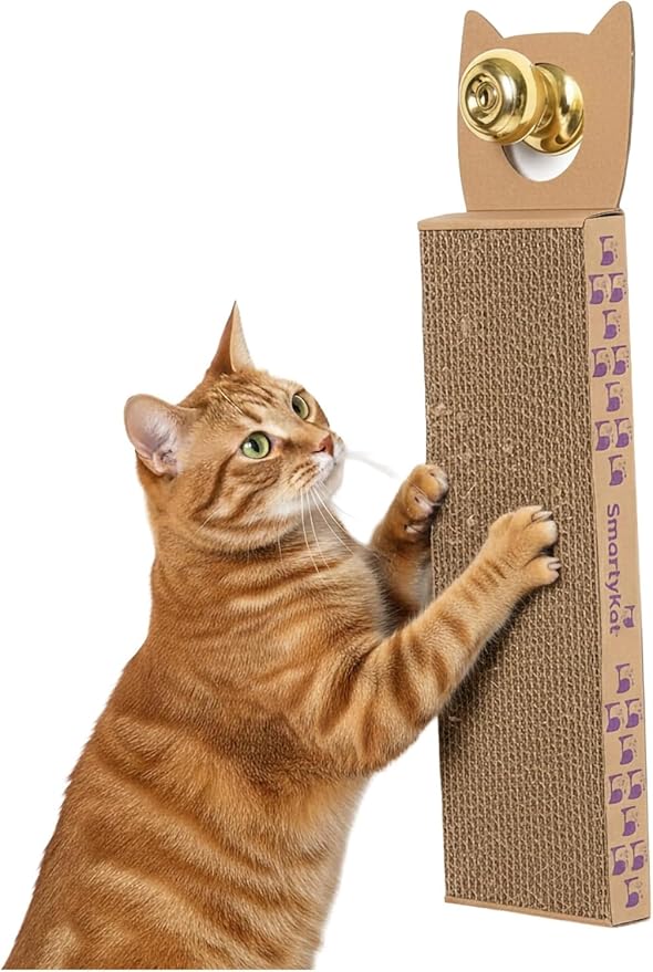 SmartyKat Scratch Up Corrugated Hanging Cat Scratcher, Catnip Infusion Technology - Brown, Single Wide