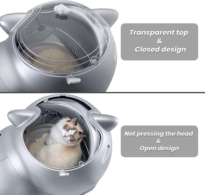 Automatic Cat Litter Box Self Cleaning with AI & 21 Sensors,Extra Large 80L, for Large Cats & Multiple Cats, Dual Odor Control, Low-Entry Design, Quiet Motor, APP Control (White)