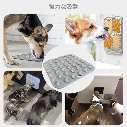 Dog Lick Mat, Dog Slow Feeder, Non-Slip Design Lick Mat for Dogs and Cats, Boredom and Anxiety Reducer,Suitable for Treats, Yogurt, Peanut Butter (1Pack Grey)
